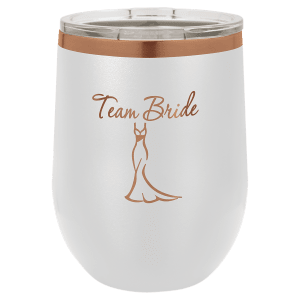 White/Rose Gold Polar Camel 12 oz. Stemless Wine Tumbler with Lid