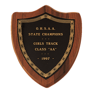 American Walnut Shield Plaque with Black Brass Plate (Sheffield Series)