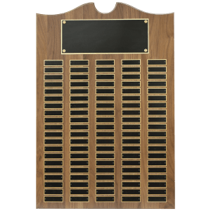 American Walnut 100 Plate Perpetual Plaque with Black Brass Plates