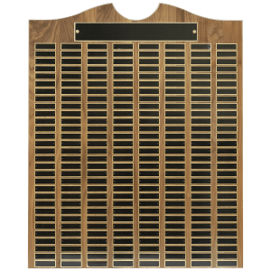 American Walnut 240 Plate Perpetual Plaque with Black Brass Plates