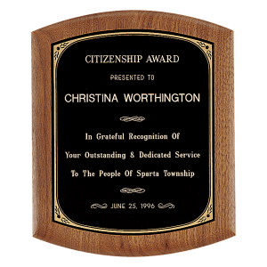 American Walnut Plaque with Black Printed Border Brass Plate