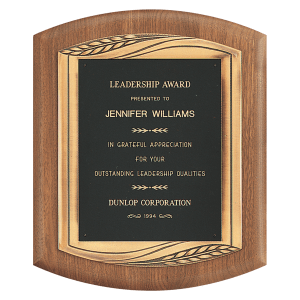 American Walnut Plaque with Antique Bronze Frame and Black Brass Plate