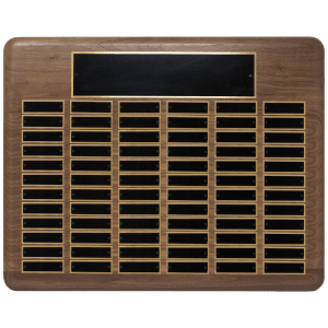 Walnut 80 Plate Perpetual Plaque with Black Brass Plates