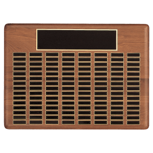 Walnut 12O Plate Perpetual Plaque with Black Brass Plates