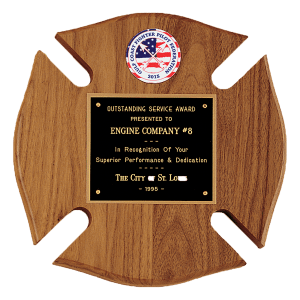 Walnut Maltese Cross Plaque w/Black Brass Plate and 2" Insert (sold separately)