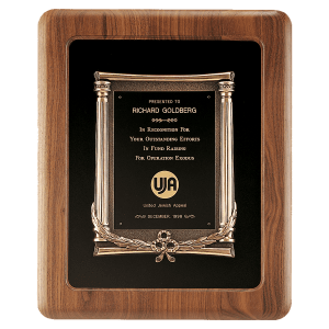 American Walnut Frame w/Black Back/Antique Bronze Cast Frame/Black Brass Plate