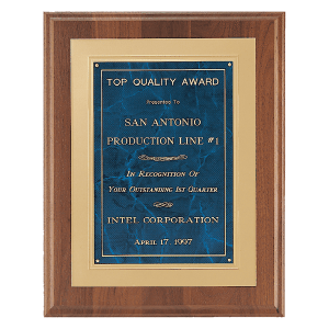 American Walnut Plaque with Sapphire Marble LaserFX Plate