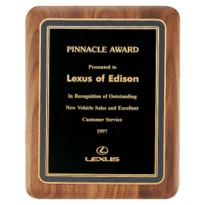 American Walnut Plaque w/Textured Black Florentine Black Border LaserFX Plate