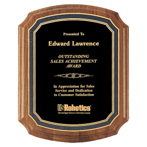 American Walnut Plaque w/Textured Black Florentine Black Border LaserFX Plate