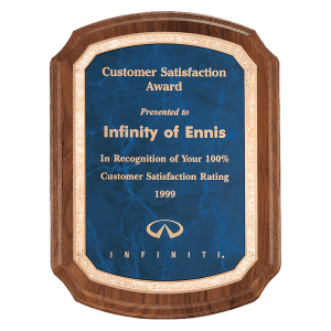 Coventry Series American Walnut Plaque with Sapphire Marble LaserFX Plate