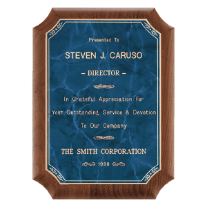 American Walnut Plaque with Sapphire Marble LaserFX Plate