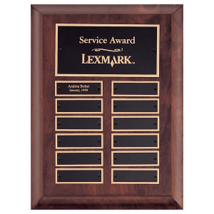 Cherry Finish 12 Plate Perpetual Plaque with Black Plate