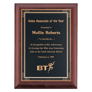 Cherry Finish Plaque with Black/Gold Florentine LaserFX Plate
