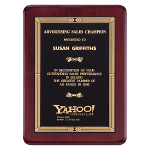 Airflyte Premium Rosewood Piano Finish Plaque with Black/Gold Brass Plate
