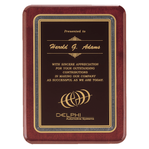 Rosewood Piano Finish Plaques with Black Florentine Designer LaserFX Plates