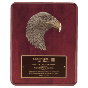 Antique Bronze Eagle Casting on Rosewood Piano Finish Plaque/Black Brass Plate