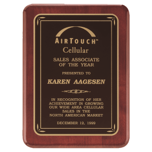 Rosewood Piano Finish Plaques with Black Florentine Designer LaserFX Plates