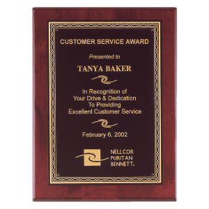 Airflyte Premium Rosewood Piano Finish Plaque with Black/Gold Brass Plate