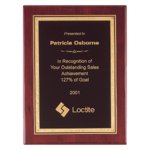 Airflyte Premium Rosewood Piano Finish Plaque with Black/Gold LaserFX Plate