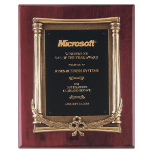 Rosewood Piano Finish Plaque, Antique Bronze Frame Casting, Black Brass Plate