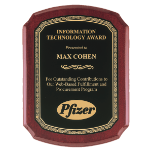 Airflyte Premium Rosewood Piano Finish Plaque with Black/Gold Brass Plate