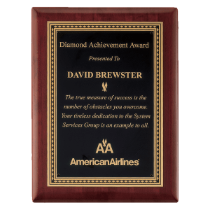 Airflyte Premium Rosewood Piano Finish Plaque with Black/Gold LaserFX Plate