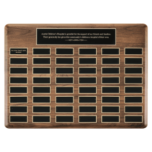 American Walnut 48 Plate Perpetual Plaque with Black Brass Plates