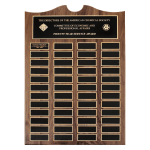 American Walnut 36 Plate Perpetual Plaque with Black Brass Plates