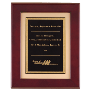 Rosewood Piano Finish Airflyte Frame w/Black LaserFX Plate,Gold Metal Background