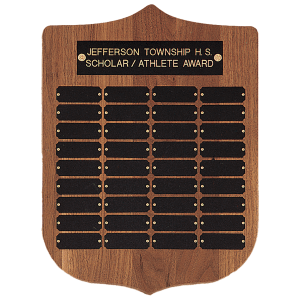 American Walnut 36 Plate Perpetual Plaque with Black Brass Plates