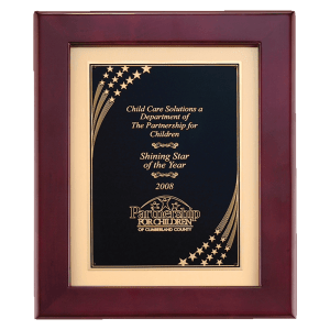 Rosewood Piano Finish Frame with Florentine Star Shower LaserFX Plate