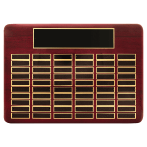Rosewood Piano Finish 60 Plate Perpetual Plaque with Black Brass Plates