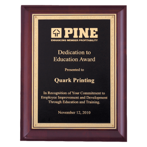 Cherry Finish Plaque with Black/Gold Florentine LaserFX Plate