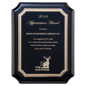 High Gloss Black Plaque with Gold Florentine Border Black LaserFX Plate