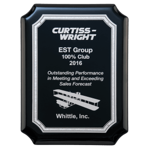 High Gloss Black Plaque with Silver Florentine Border Black Plate