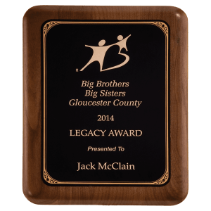 American Walnut Plaque with Gold Border Black LaserFX Plate