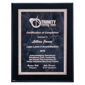 Gray Marble/Silver Florentine Border Aluminum Plate/on a Black High Lustr Plaque