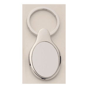 Polished Silver Key Ring with Matte Silver Engravable Insert