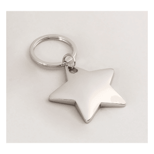 Polished Silver Star Key Ring