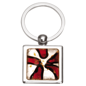 Red Art Glass Decorated Key Ring
