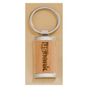 Rectangle Silver Key Ring with Maplewood Insert