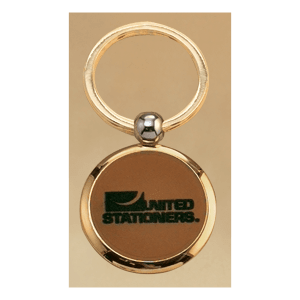 Gold Key Ring with Leather Front, Brass Back