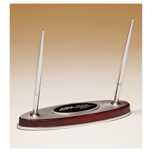 Rosewood Piano Finish Pen Set with Silver Aluminum Accents