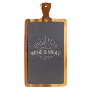 Acacia Wood/Slate Cutting Board with Handle