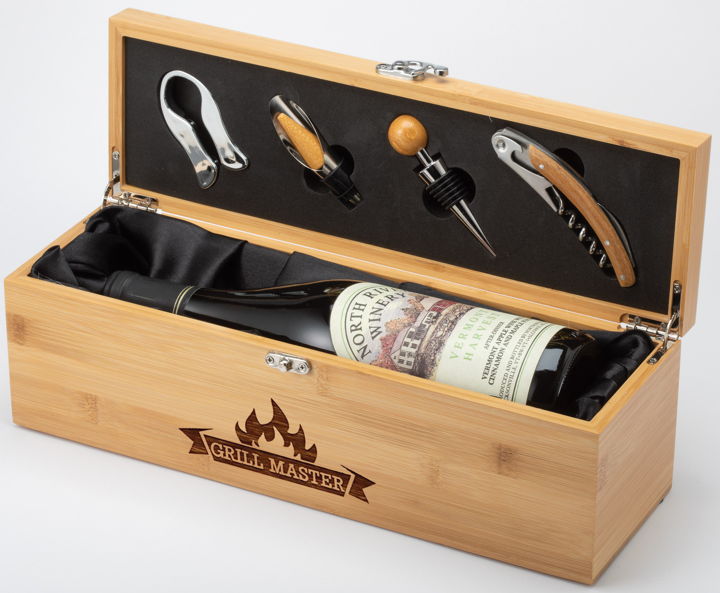 BAMBOO WINE BOX/W TOOL 4 STD PACK