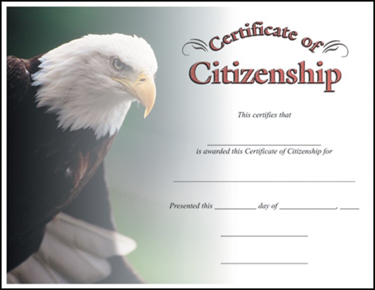 CITIZENSHIP CERTIFICATE 100 STD PACK