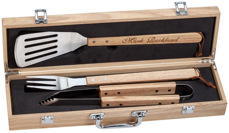 BBQ GIFT SET OAK CASE 1 STD PACK 4 MASTER