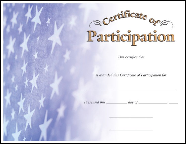 PARTICIPATION CERTIFICAT 100 STD PACK