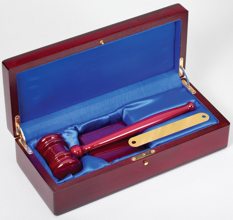 GAVEL IN WOOD BOX ROSEWO 1 STD PACK 9 MASTE