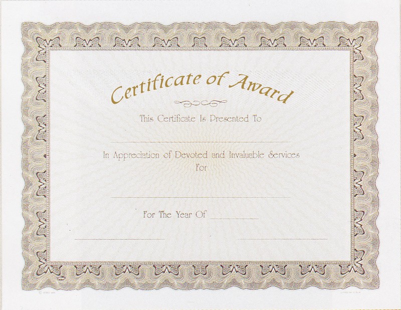 STOCK CERTIFICATE AWAR 100 STD PACK